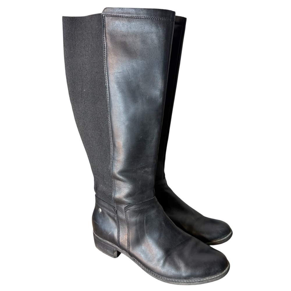 Hush Puppies Black Tall Leather Riding Boots